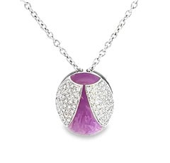 Diamond and Purple Enamel Orb Pendant Necklace