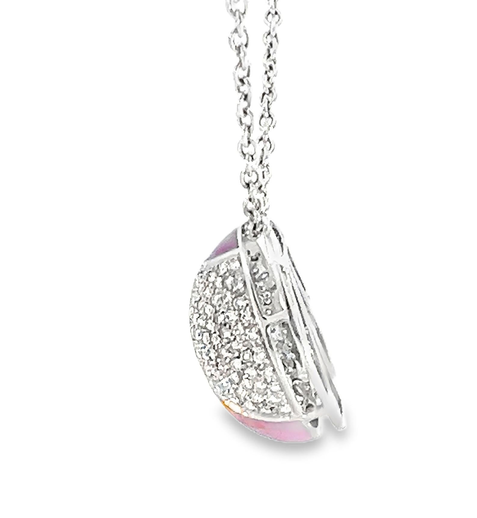 Contemporary Diamond and Purple Enamel Orb Pendant Necklace For Sale
