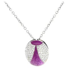 Diamond and Purple Enamel Orb Pendant Necklace