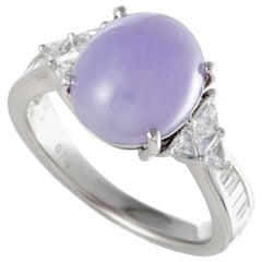 Diamond and Purple Jade Platinum Ring