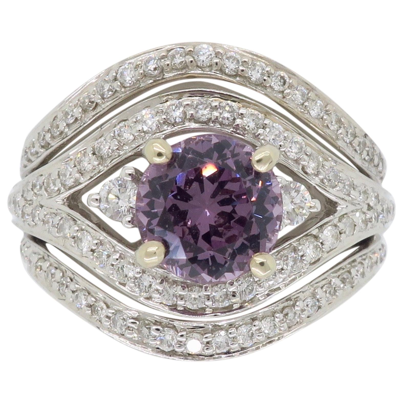 Diamond and Purple Spinel Cocktail Ring