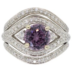 Diamond and Purple Spinel Cocktail Ring