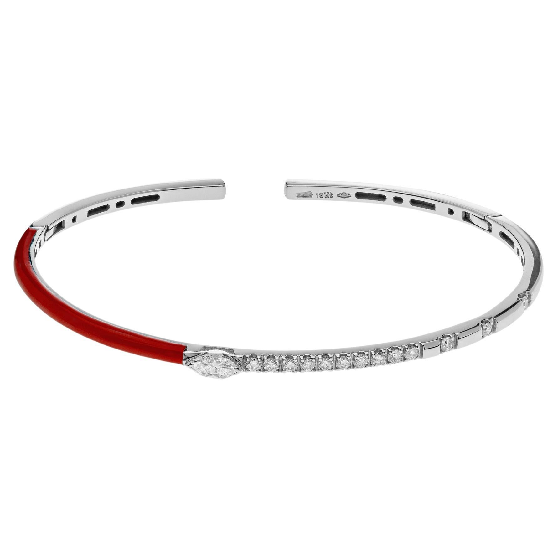 Bracciale con diamanti e smalto rosso