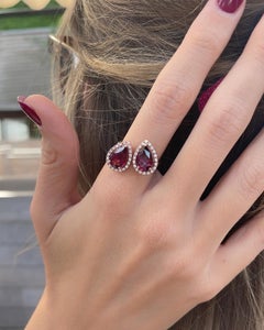 Diamond and Rhodolite Rose Gold Open Ring by Natalina Jewellery