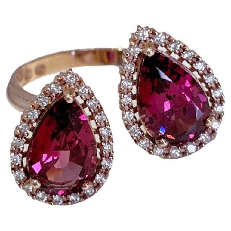Diamond and Rhodolite Rose Gold Open Ring by Natalina Jewellery For ...