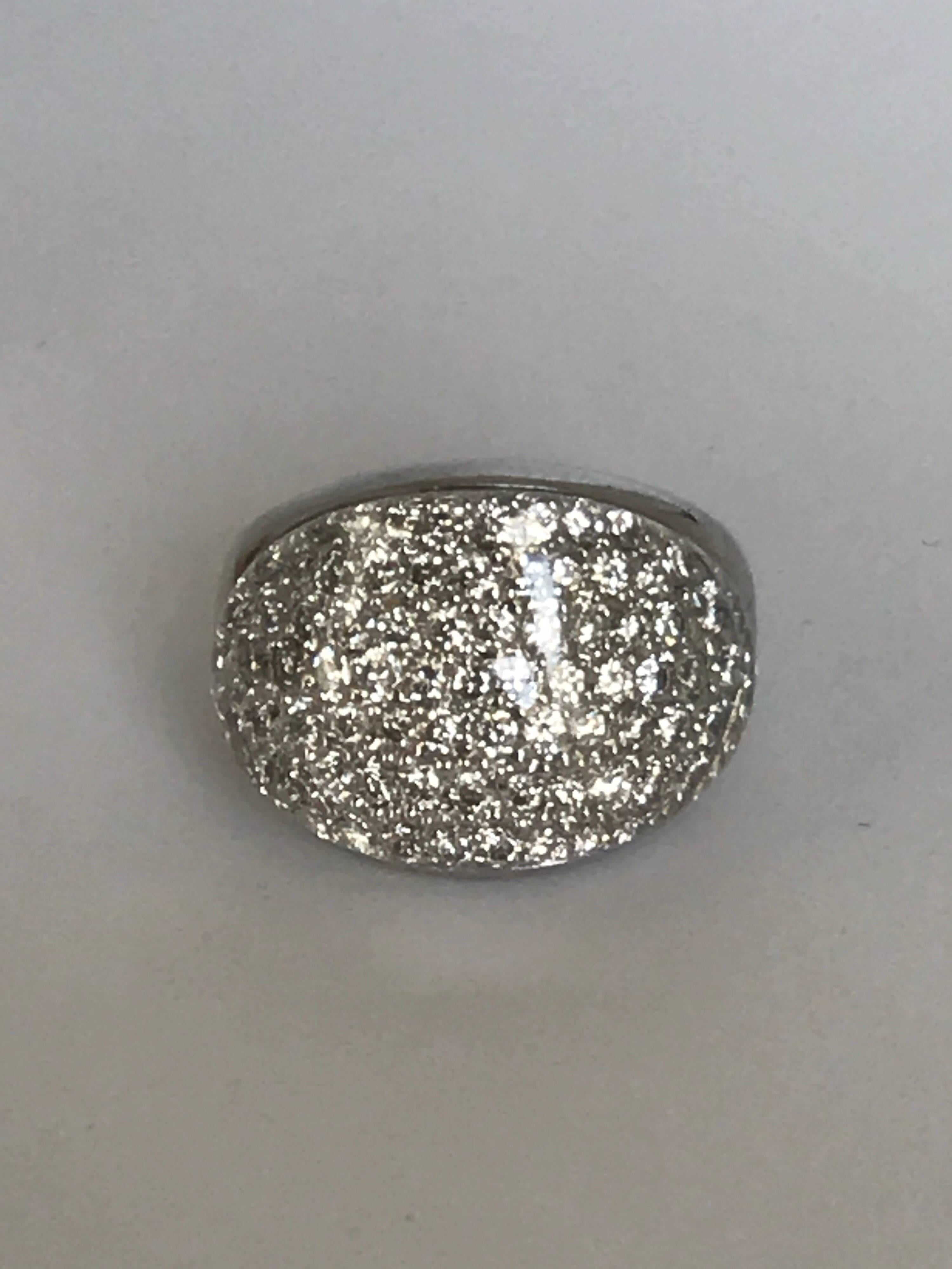 Retro Diamond and Rock Crystal 18 Karat Gold Bombe Ring