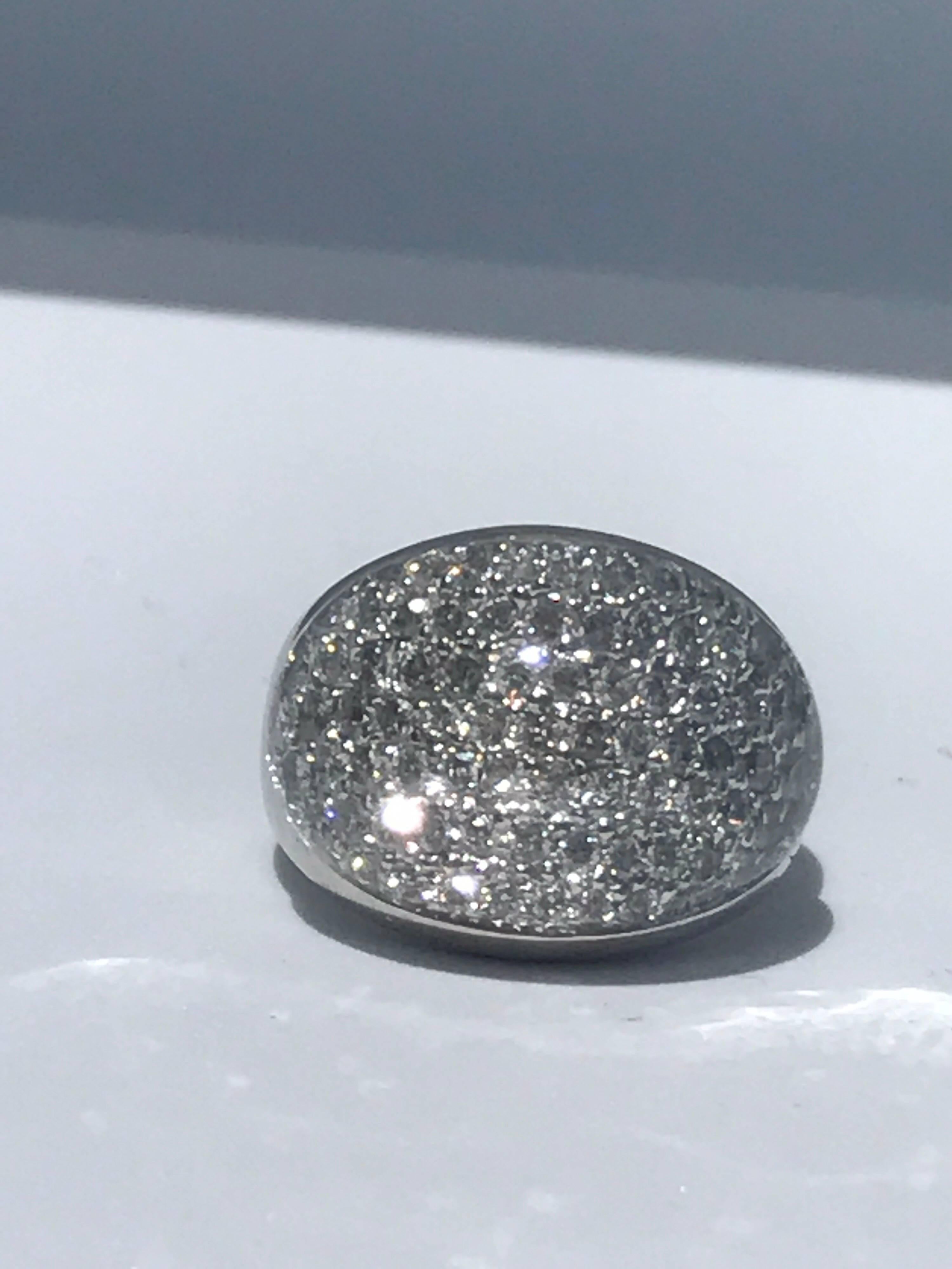 Women's Diamond and Rock Crystal 18 Karat Gold Bombe Ring