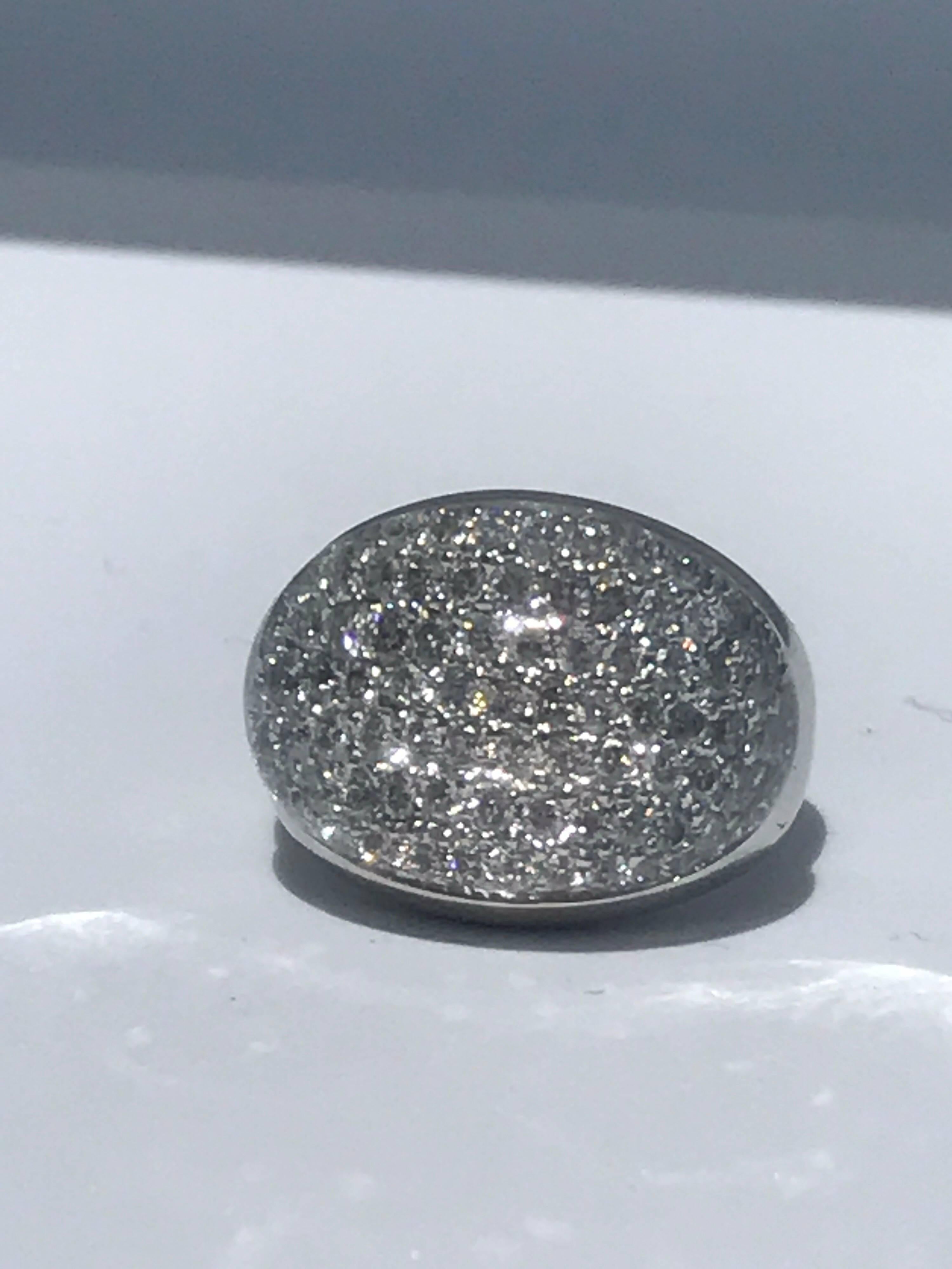 Diamond and Rock Crystal 18 Karat Gold Bombe Ring 1