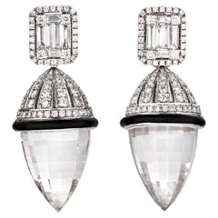 Diamond and Rock Crystal Pine Cone Earrings