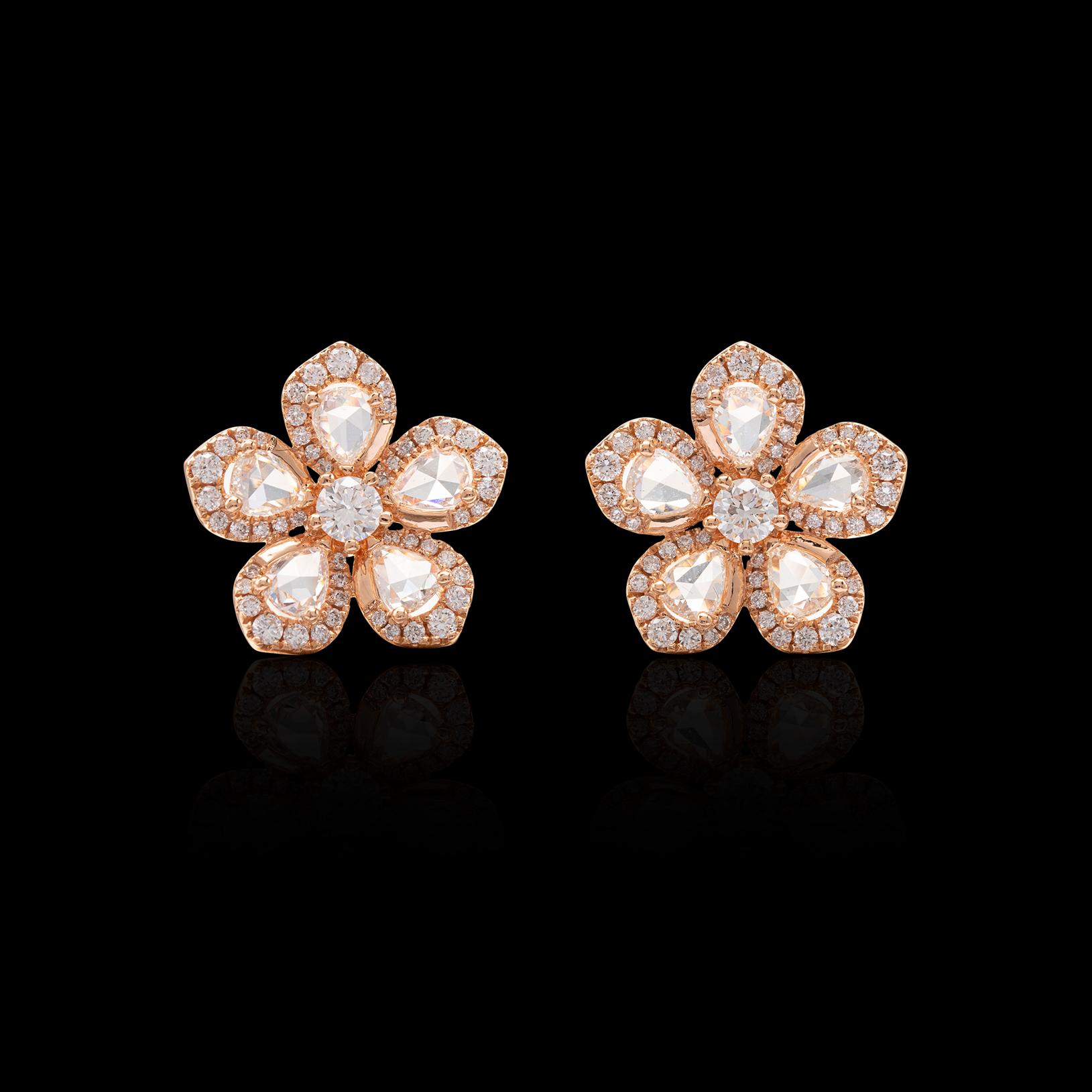 pandora rose gold flower earrings