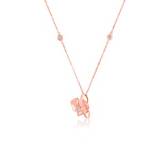 Diamond and Rose Gold Flower Pendant Chain Necklace