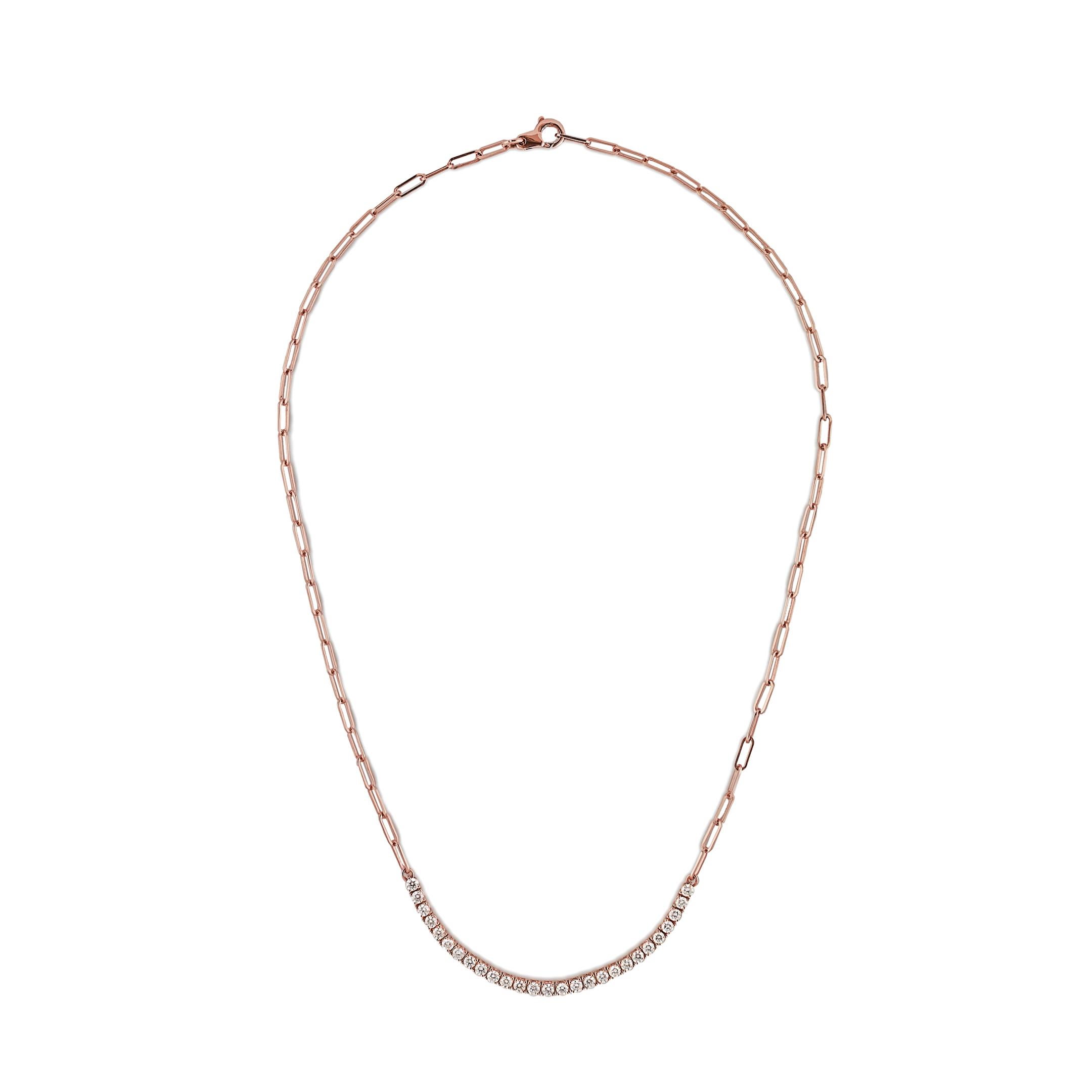 Collana a catena con diamanti e graffette in oro rosa In condizioni Nuovo in vendita a New York, NY
