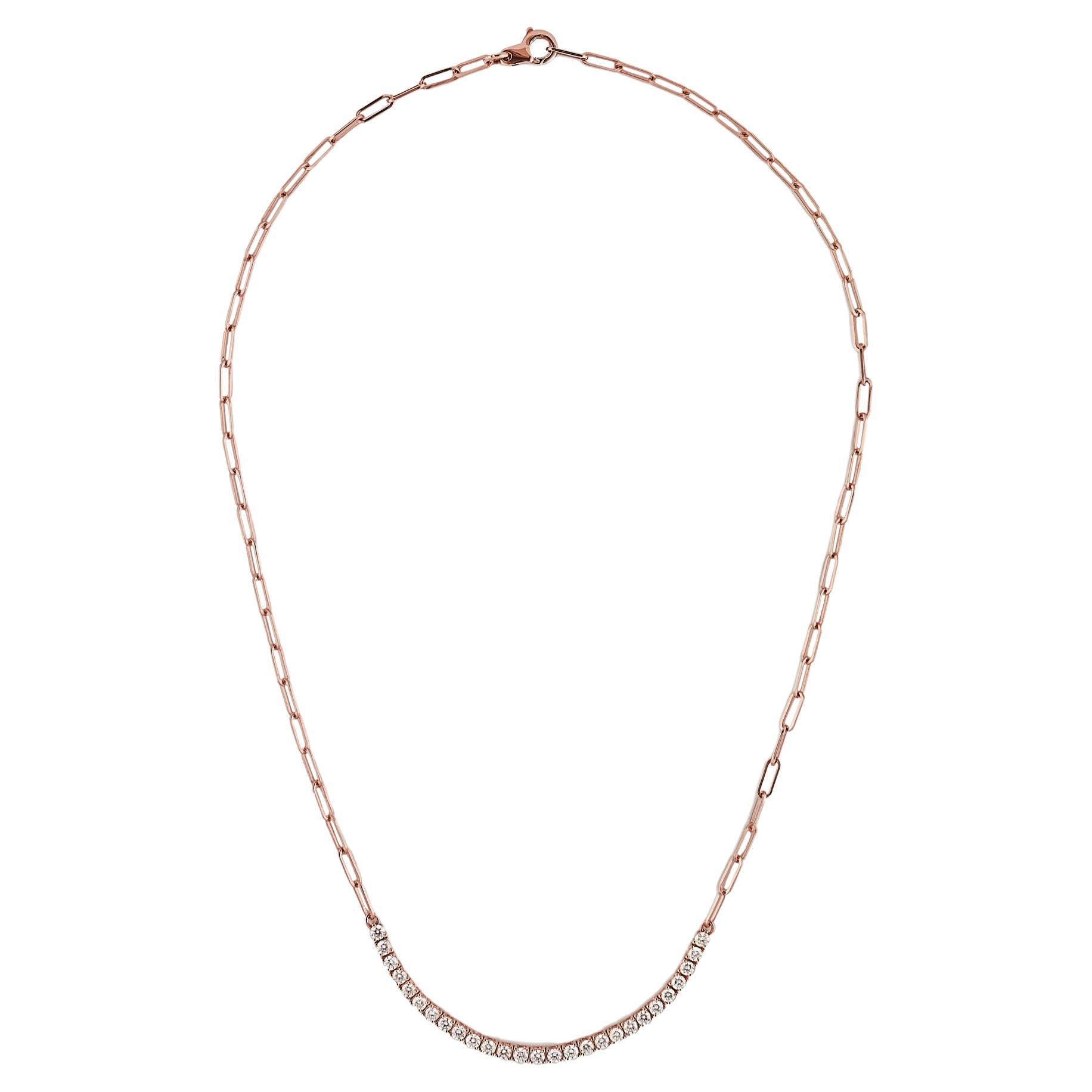 Diamond and Rose Gold Paperclip Chain Necklace