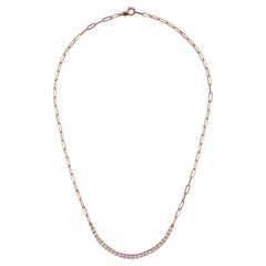Diamond and Rose Gold Paperclip Chain Necklace