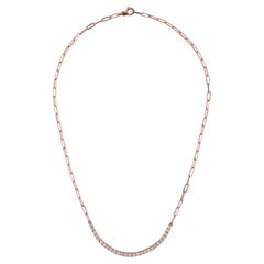 Diamond and Rose Gold Paperclip Chain Necklace