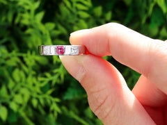 Diamond and Ruby 18K White Gold Band Ring