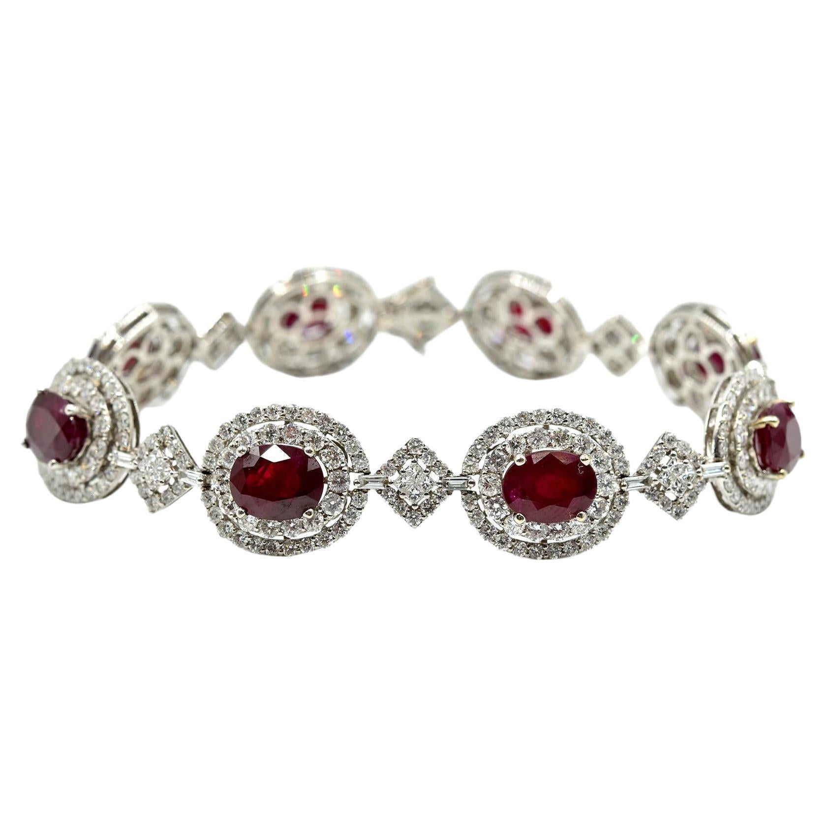 Diamond and Ruby 18k White Gold Bracelet