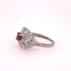 Diamond and Ruby Art Deco Ring in Platinum