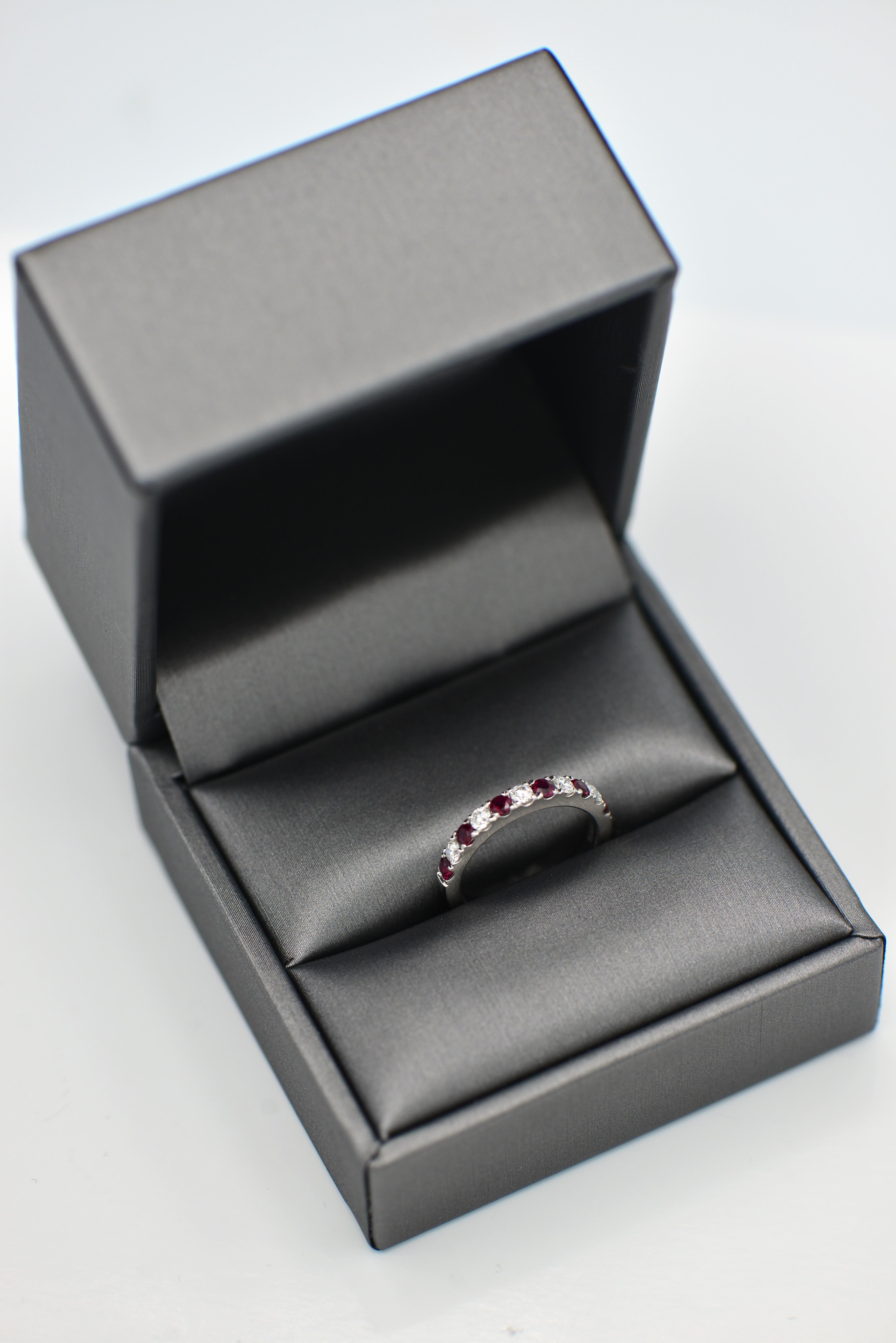 Contemporary Diamond and Ruby Band For Sale