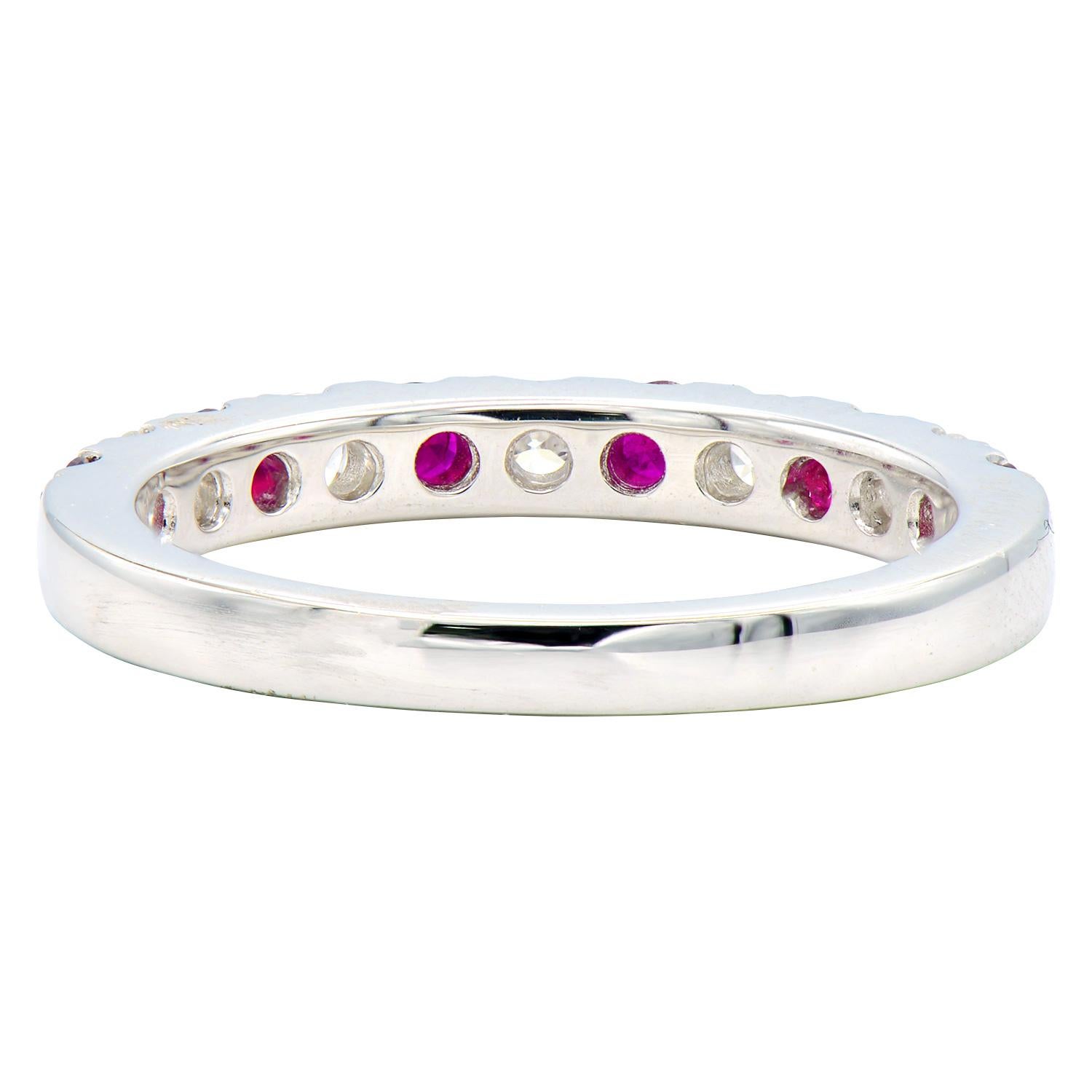 Round Cut Diamond and Ruby Band For Sale