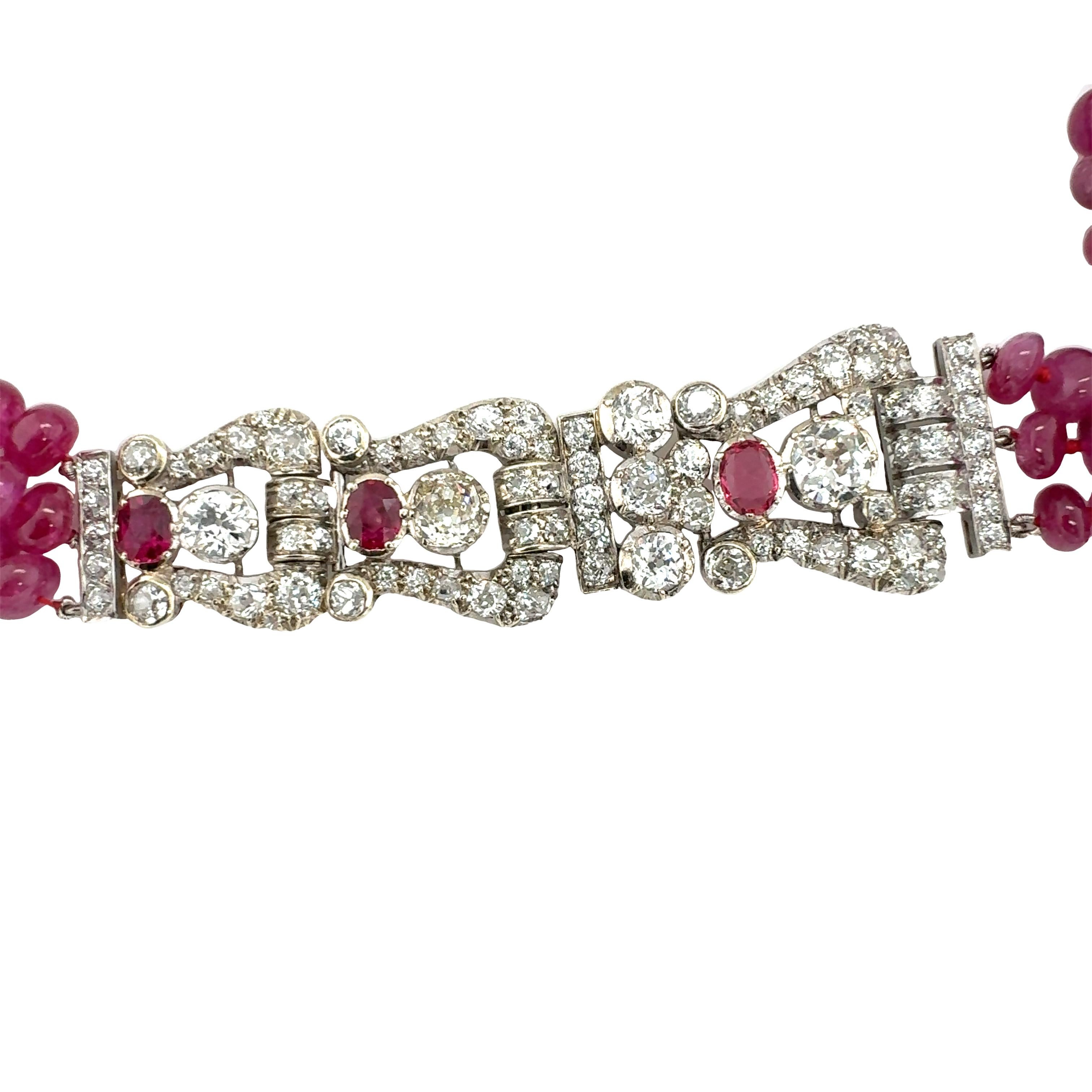 Art déco Collier à pampilles en perles de diamants et de rubis de Tiffany & Co. en vente
