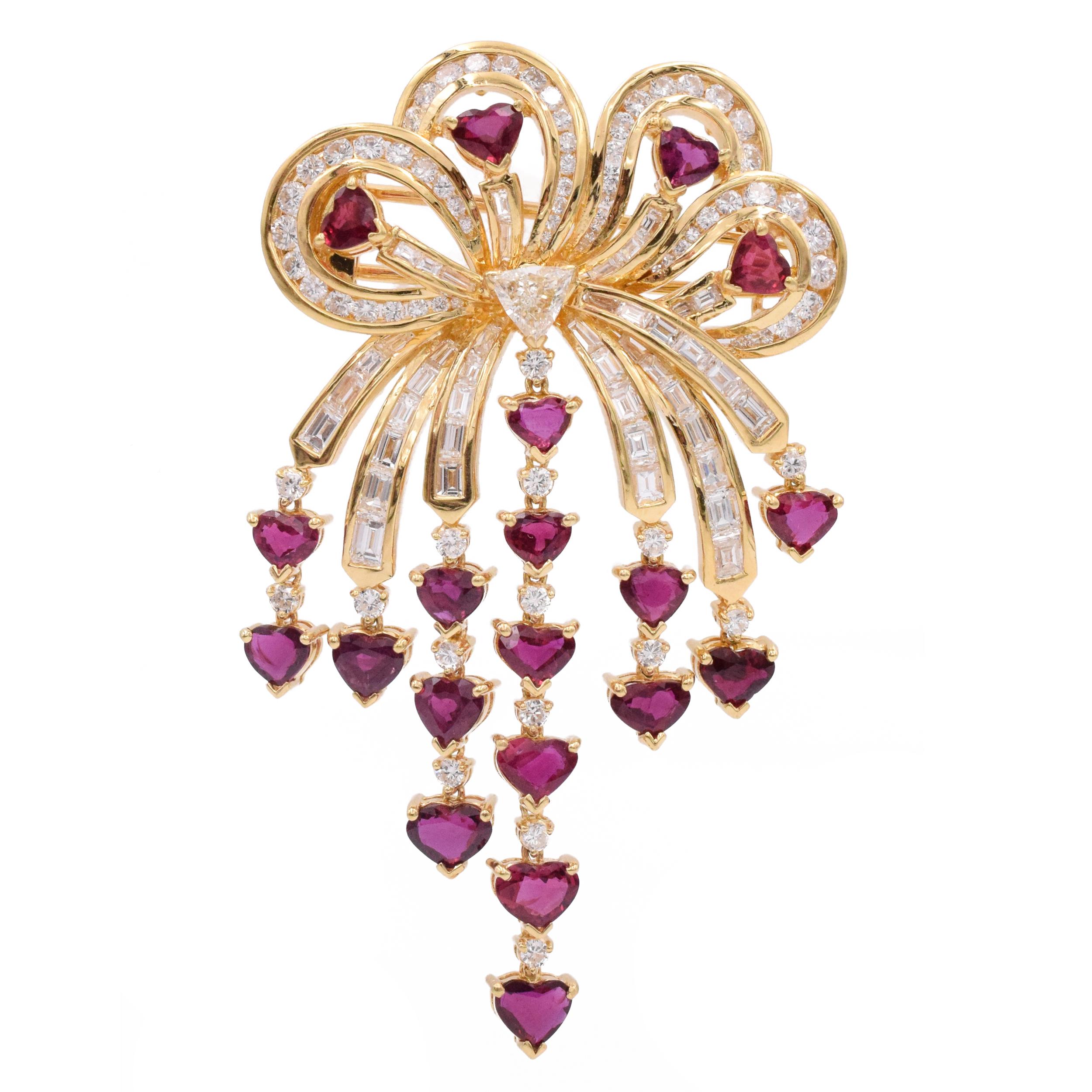 Diamond And Ruby Bow Brooch - image 5