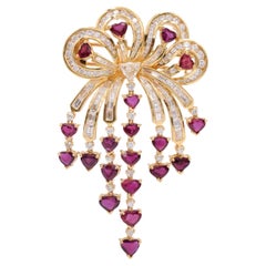 Diamond and Ruby Bow Brooch