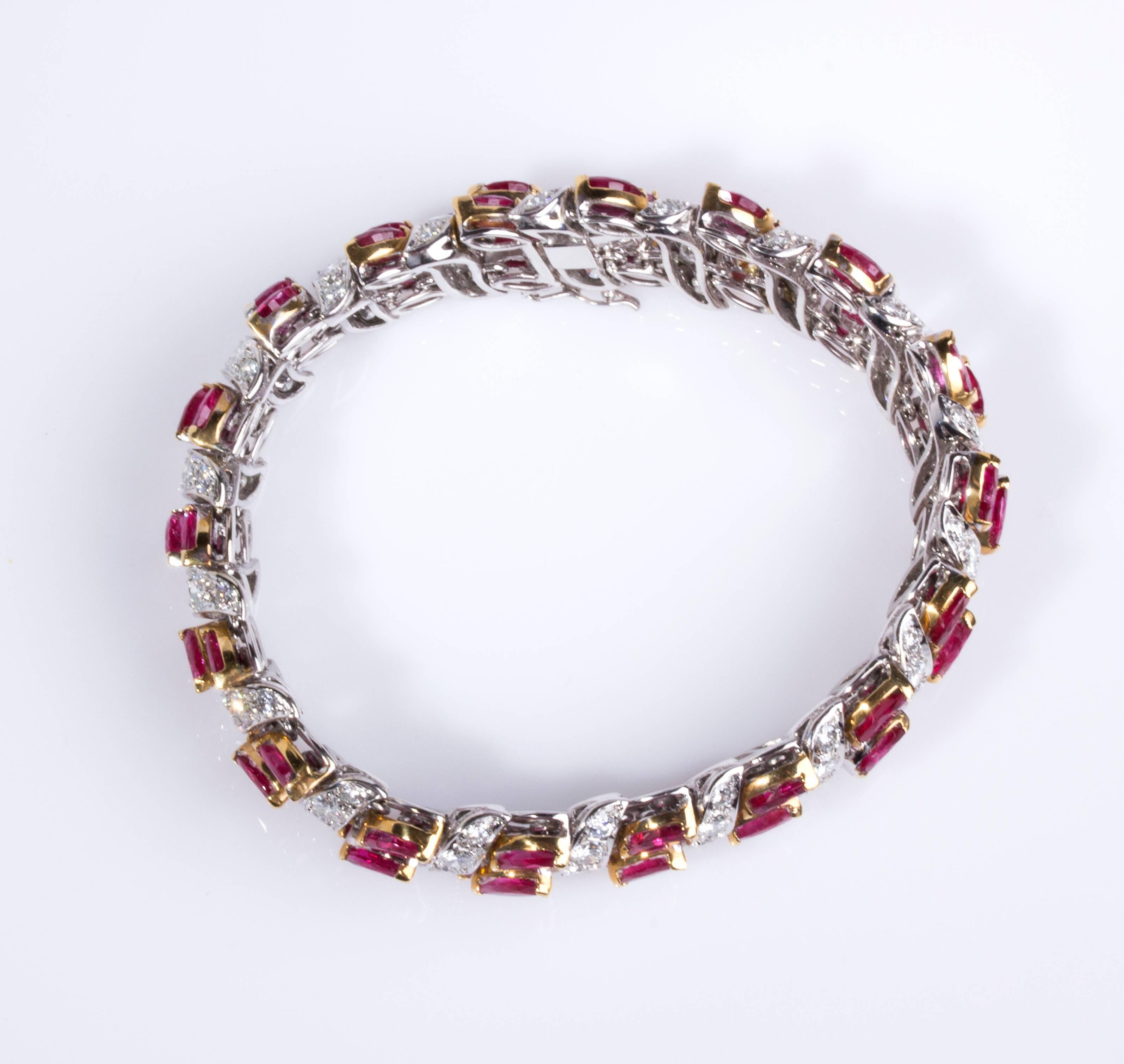 Diamond and Ruby Bracelet In Good Condition For Sale In Rome, IT