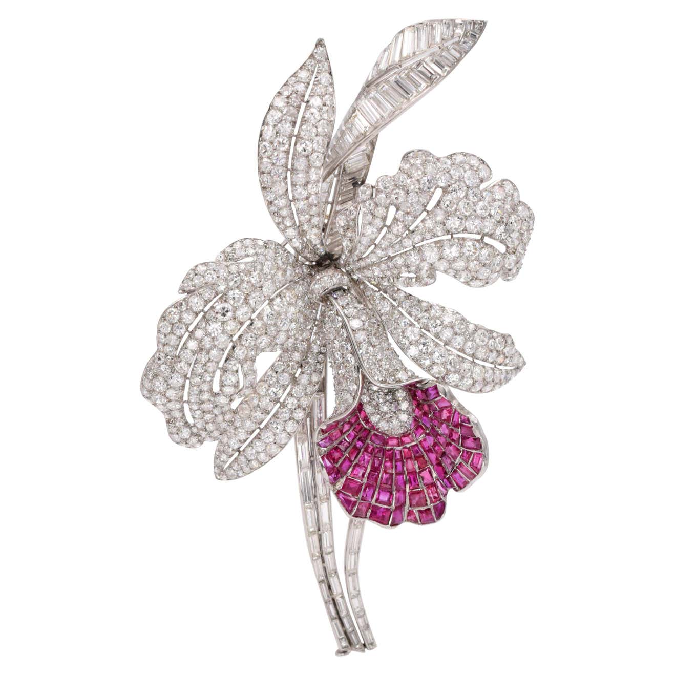 Diamond and Ruby Brooch at 1stDibs