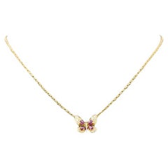Diamond and Ruby Butterfly Necklace