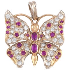 Diamond and Ruby Butterfly Pendant