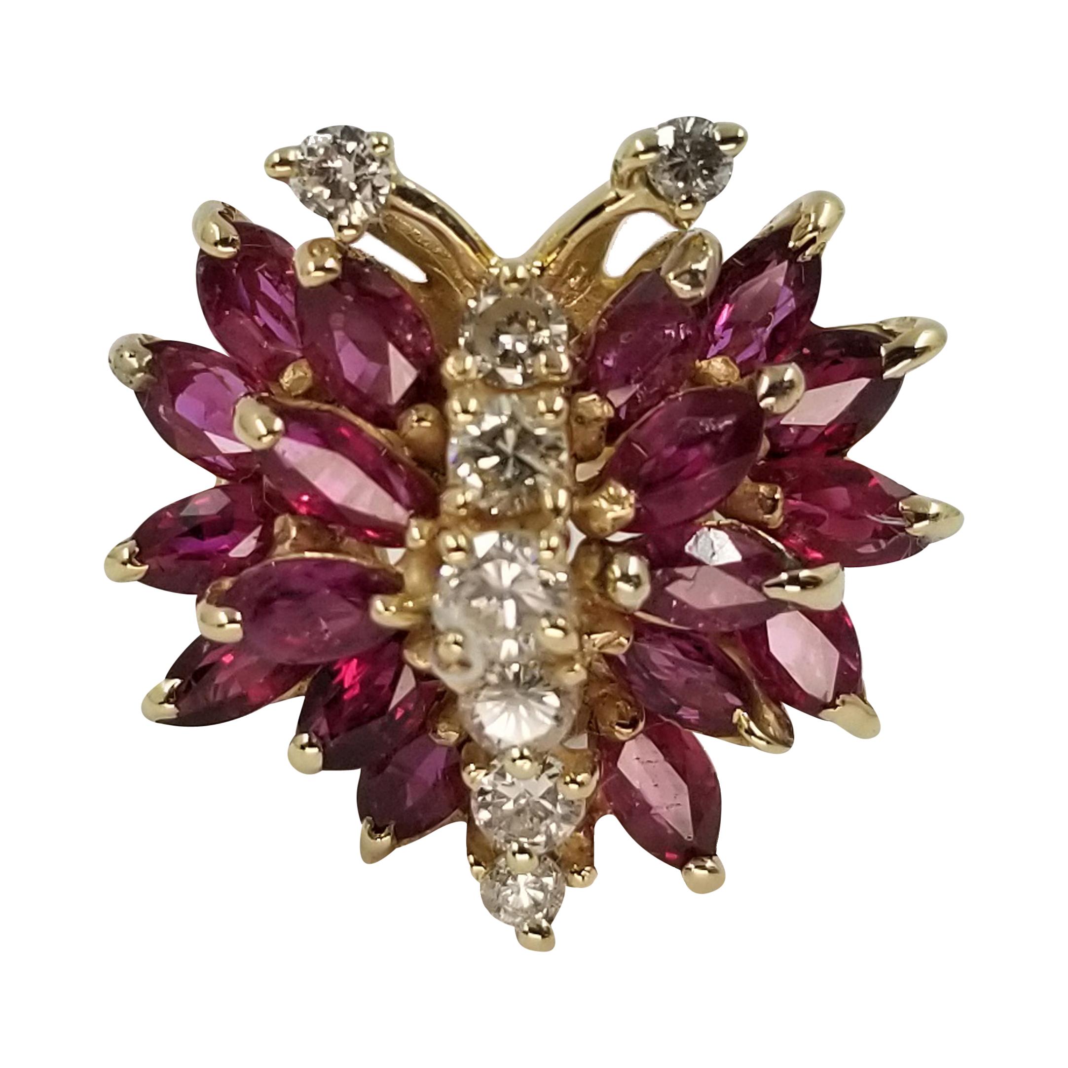 Diamond and Ruby Butterfly Ring
