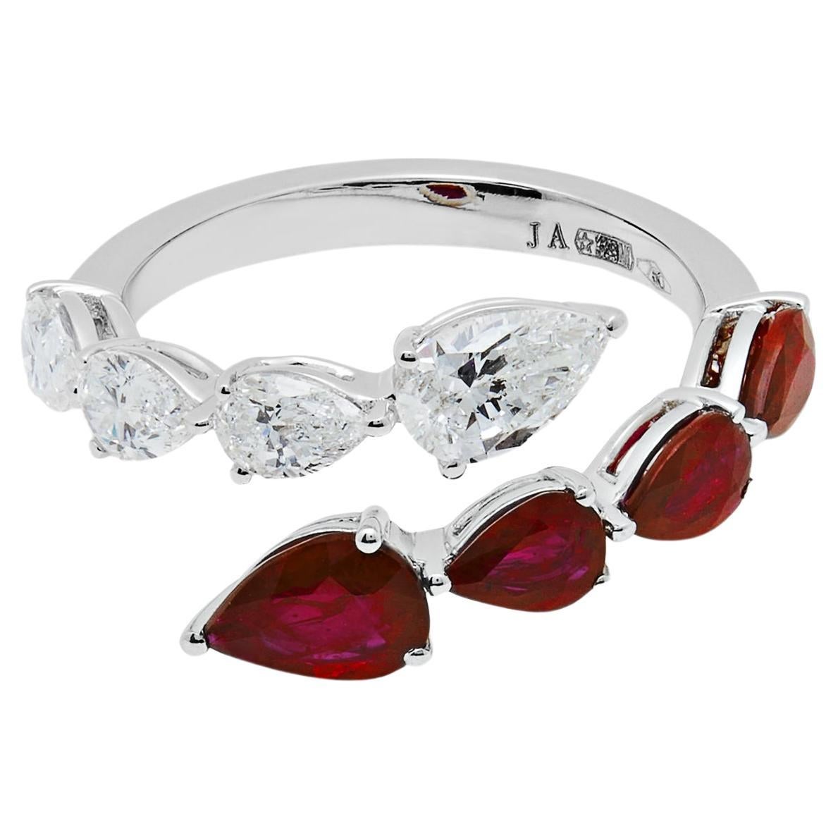 Diamond and Ruby Bypass Ring