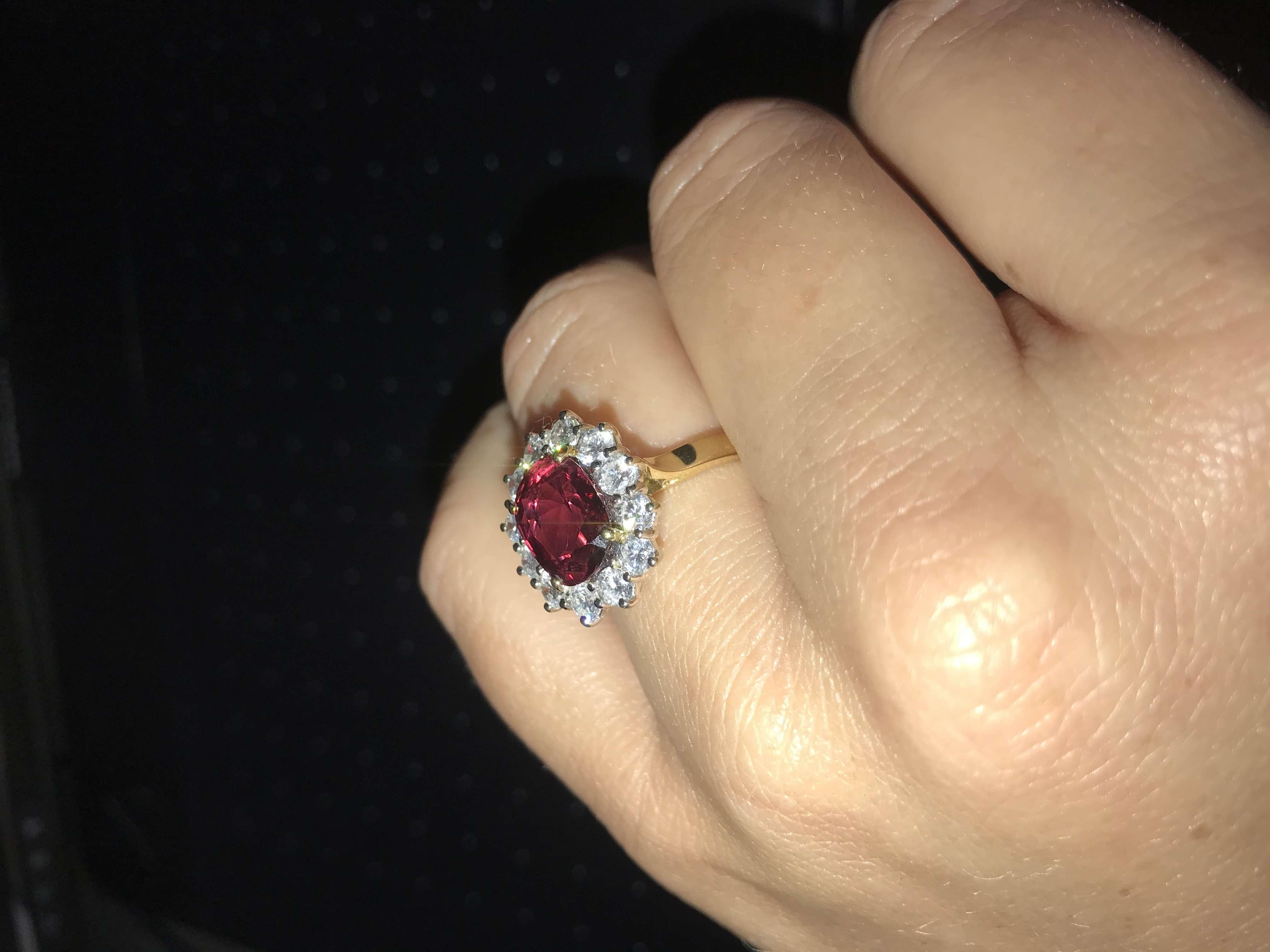 Women's Diamond and Ruby Cluster Ring
