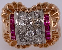 Diamond and Ruby Cluster Ring