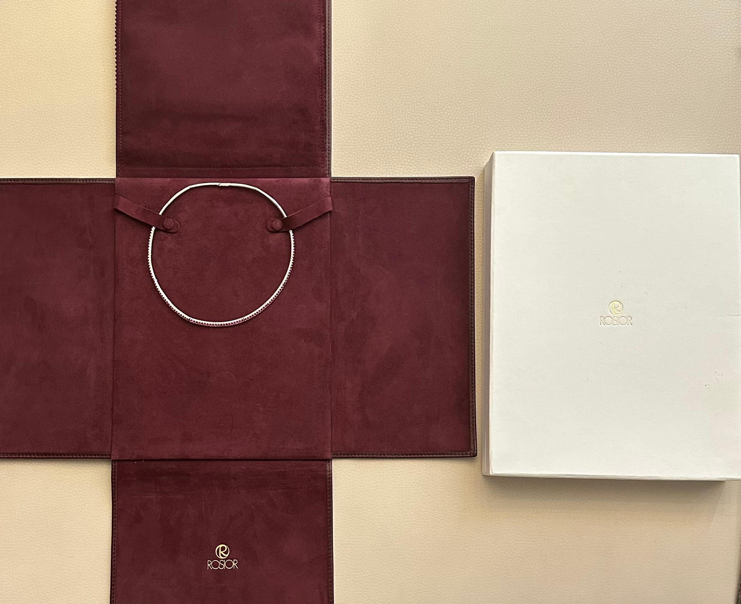 Halskette mit Diamant- und Rubinkragen von Rosior aus Weißgold im Angebot 2