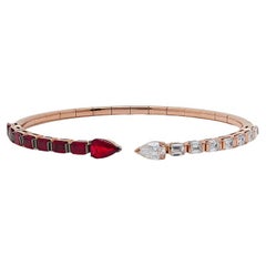 Bracelet manchette en diamant et rubis