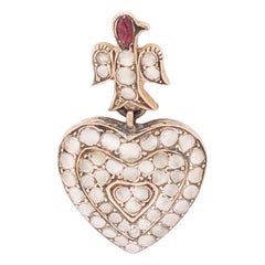 Diamond and Ruby Dove and Heart Pendant