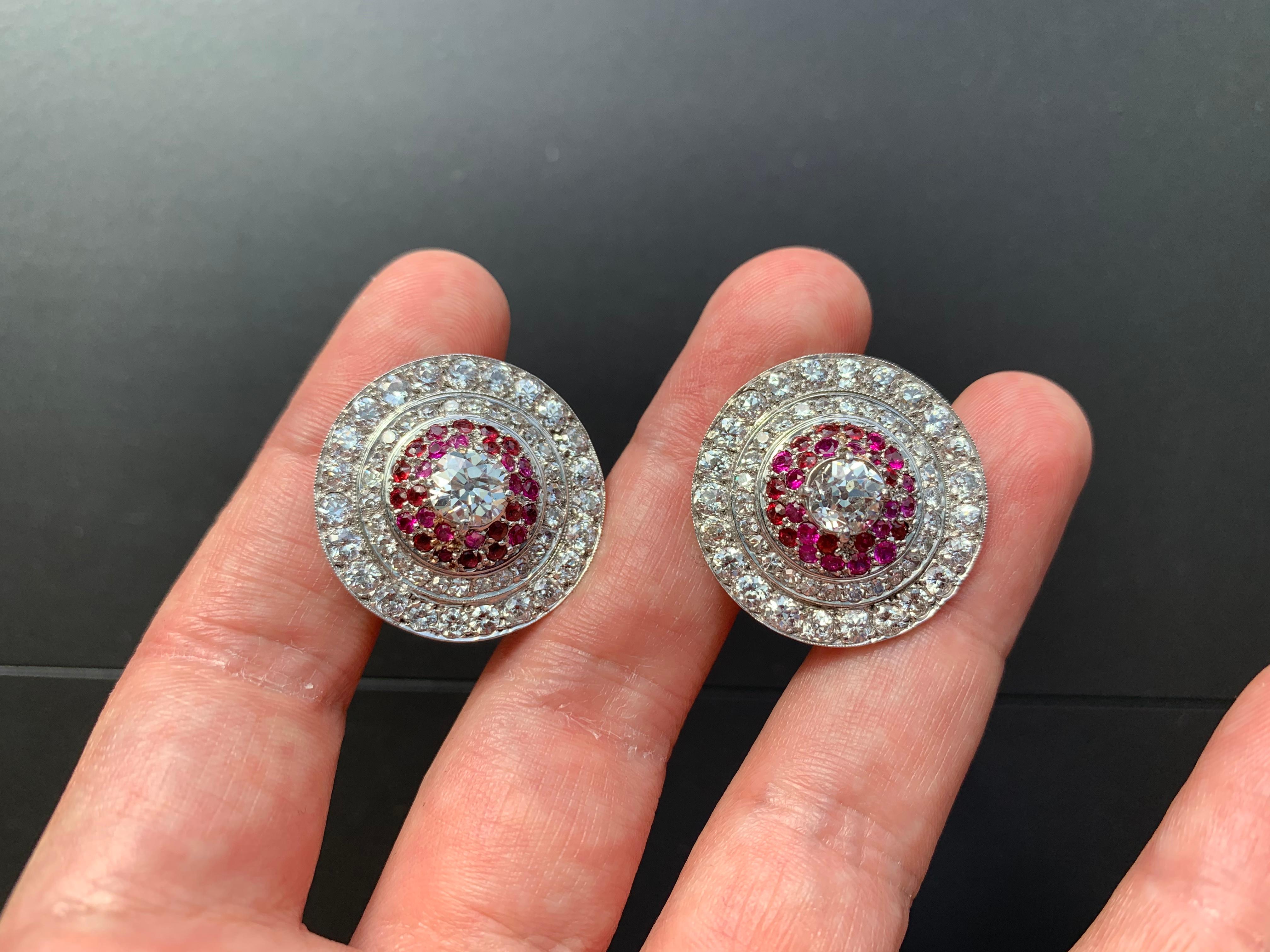 Diamond and Ruby Earclips For Sale 9