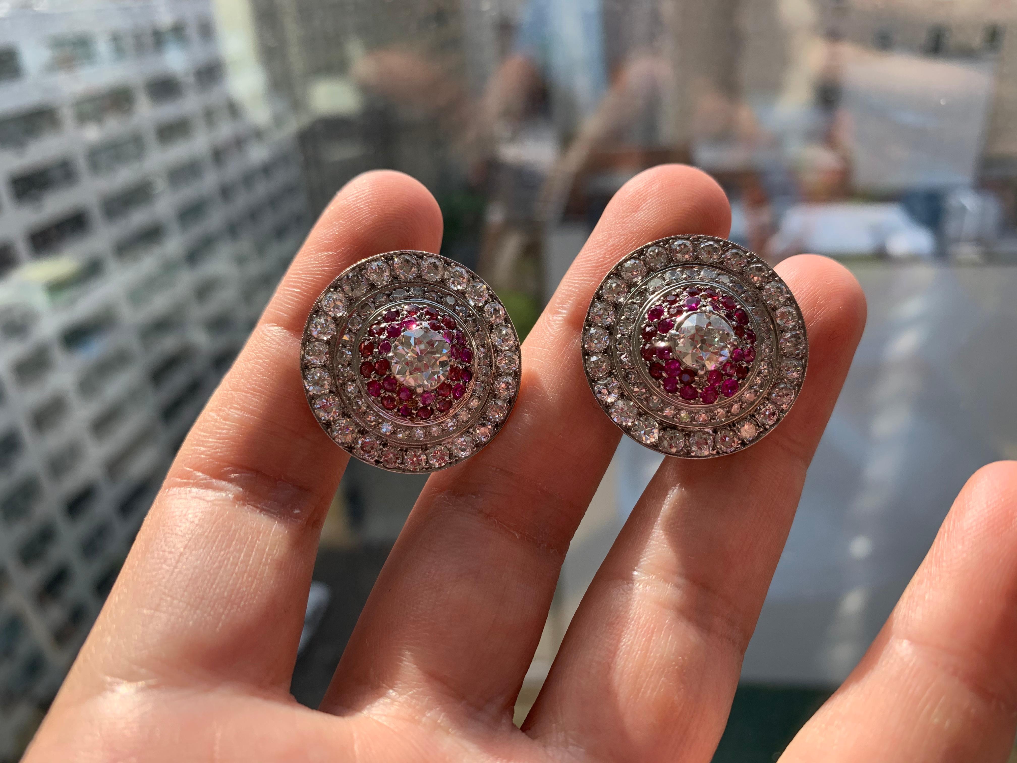 Women's Diamond and Ruby Earclips For Sale