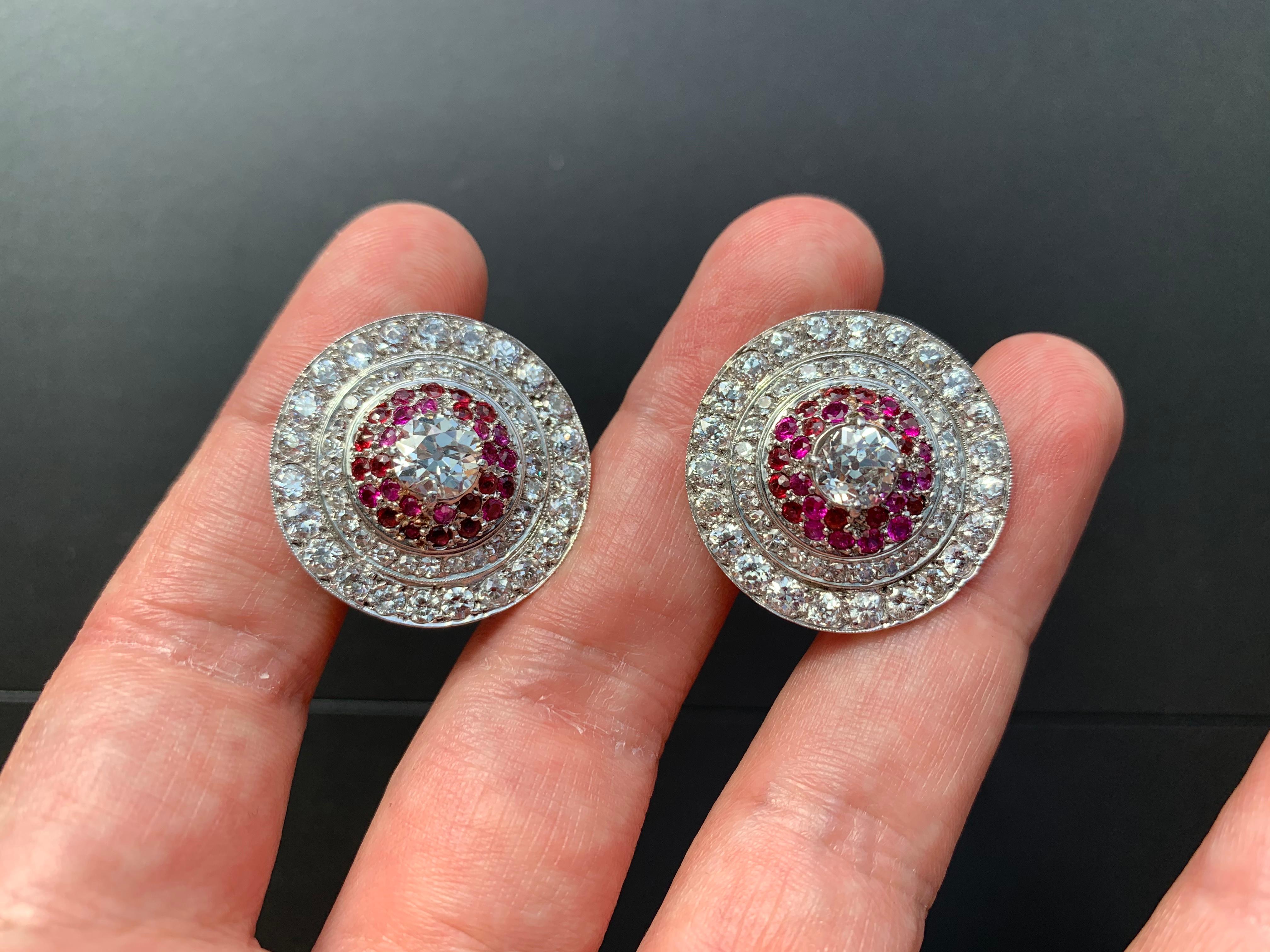 Diamond and Ruby Earclips For Sale 4