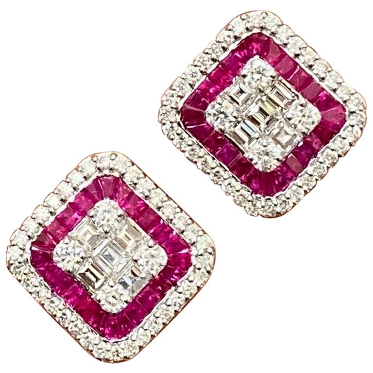 Diamond and Ruby Earring Studs