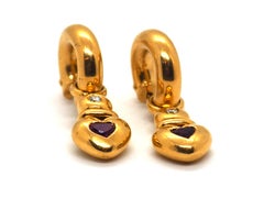 Diamond and Ruby Earrings 18 Karat Yellow Gold