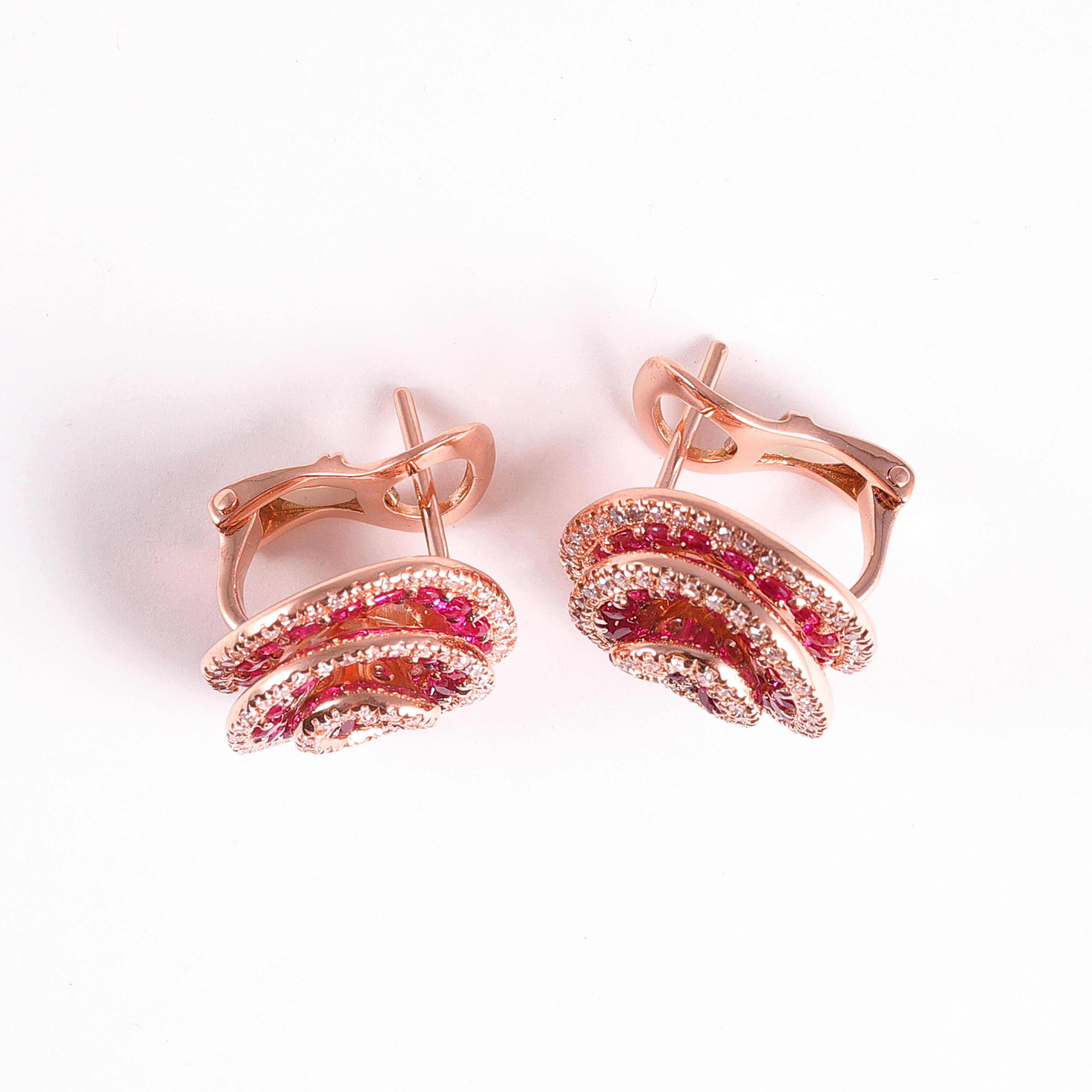 Diamond Ruby Earrings By EFFY In Good Condition In Dallas, TX