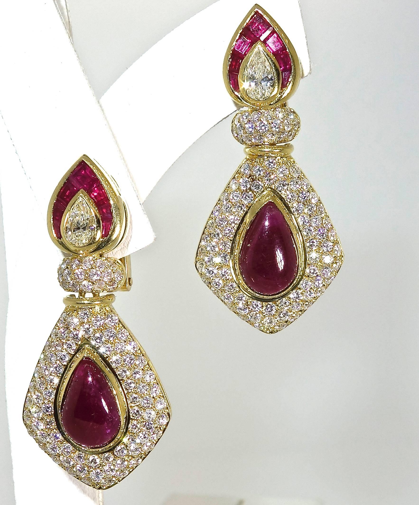 Contemporary Diamond and Ruby Earrings