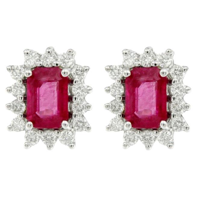 Diamond and ruby earrings For Sale