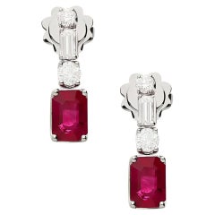 Boucles d'oreilles en or blanc diamant et rubis, 2,94 carats
