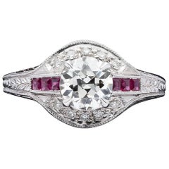Vintage Diamond and Ruby Engagement Ring