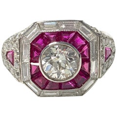 Diamond and Ruby Engagement Ring in Platinum