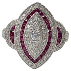 Diamond and Ruby Engagement Ring in White Gold